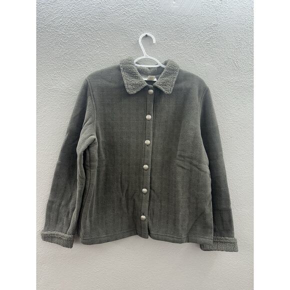 Freeport Studio Womens Berber Trim Fleece Jacket Size Medium Brown Button Up NWT - Picture 1 of 13